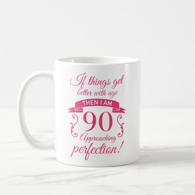 Caneca De Café Engraçado 90 Birthday 'Perfection' (Esquerda)
