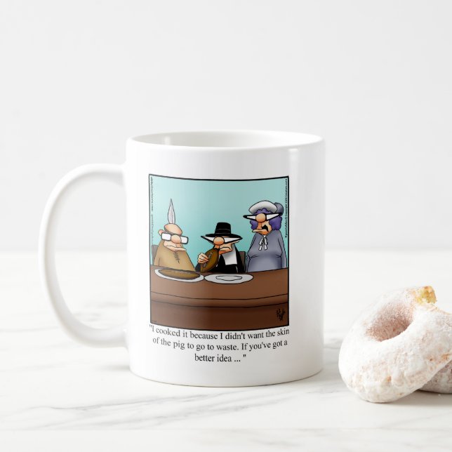 Caneca De Café Engraçado Ação de Graças de Futebol Humor Mug (Com Donut)