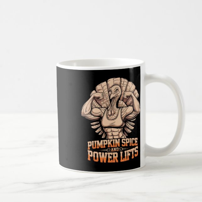 Caneca De Café Engraçado Ação de Graças Turca Poderosa Workout (Direita)