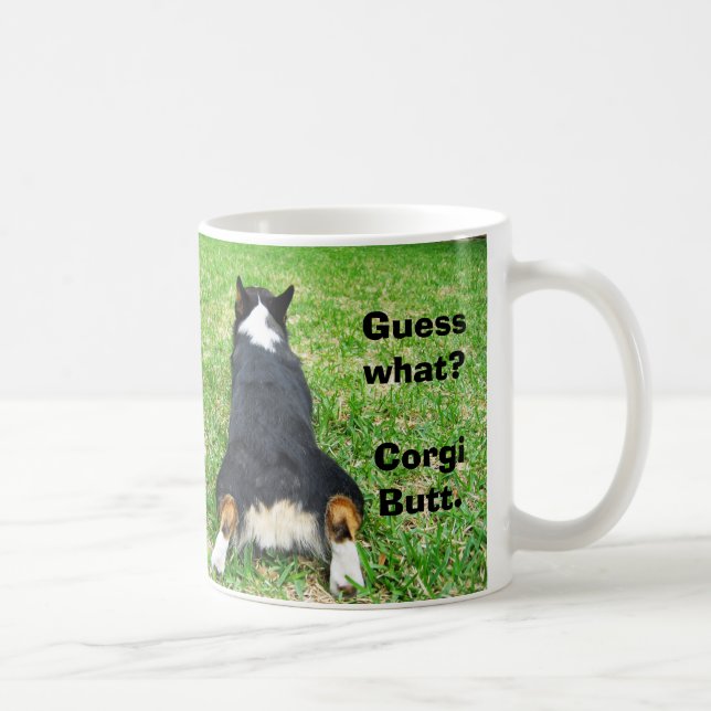 Caneca De Café Engraçado adivinhe que Bumbum de Corgi (Direita)