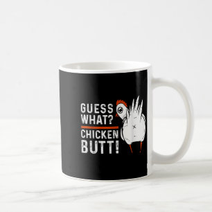 Caneca De Café Engraçado adivinhem! Bumbum de frango! Design bran