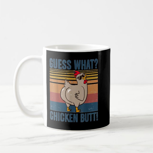 Caneca De Café Engraçado adivinhem que frango Bumbum de frango ve (Esquerda)