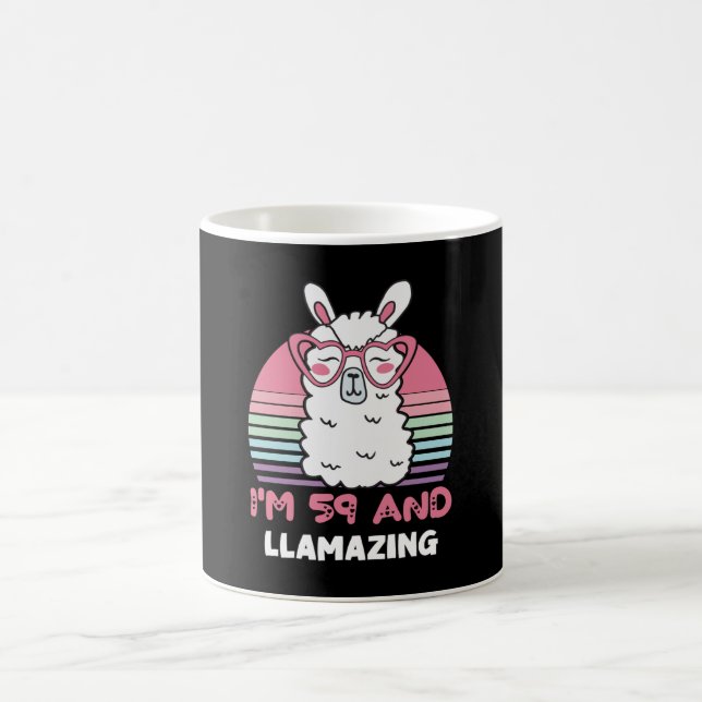 Caneca De Café Engraçado Adorável Llama 59º Presente De Aniversár (Centro)