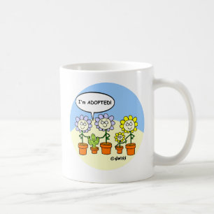Caneca De Café Engraçado Adotado Bebê Cactus e Flores