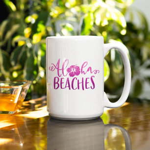 Caneca De Café Engraçado Aloha Beaches Personalizado Citação Lite