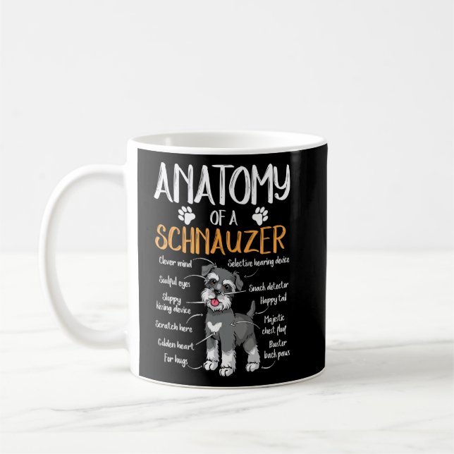 Caneca De Café Engraçado Anatomia, Cão Schnauzer (Esquerda)