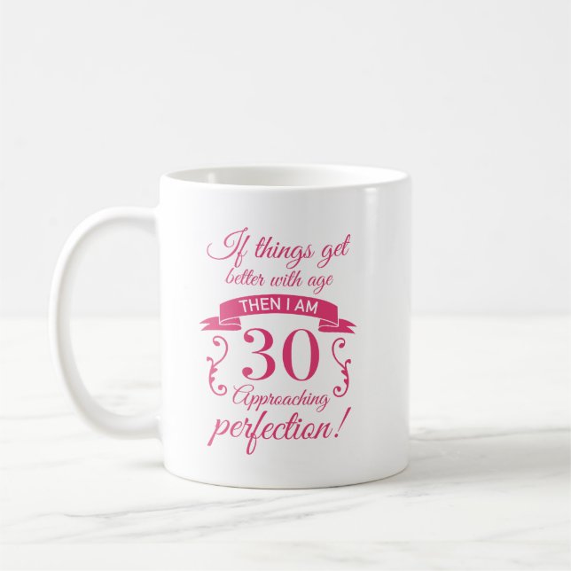 Caneca De Café Engraçado aniversário de 30 anos 'Perfeição' (Esquerda)