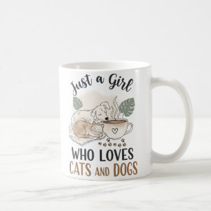 Caneca De Café engraçado Apenas uma garota que ama gatos e cães m