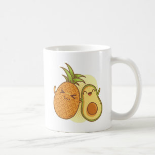Caneca De Café Engraçado Avocado Pineapple Melhor Amigos BFF Kaw
