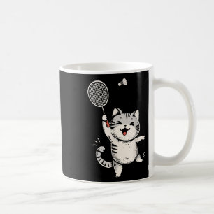 Caneca De Café Engraçado Badminton Gato Gato Gatinho Badminton Pl