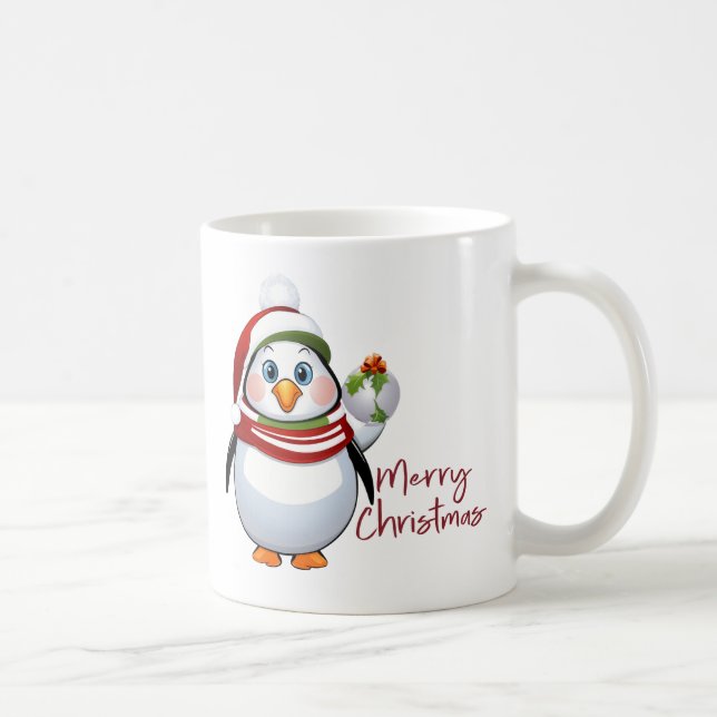 Caneca De Café Engraçado Bauble Buddy Penguin Natal (Direita)