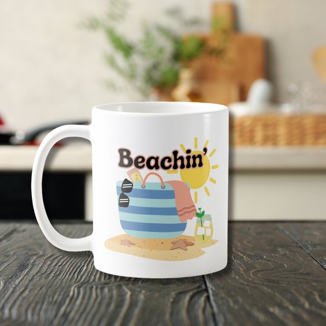 Caneca De Café Engraçado Beachin (Criador carregado)