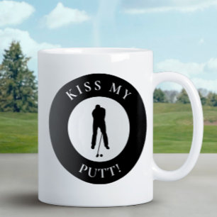 Caneca De Café Engraçado Beijo Meu Putt Golfer Humor Silhouette 