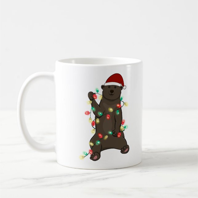 Caneca De Café Engraçado Belo Urso de Natal (Esquerda)