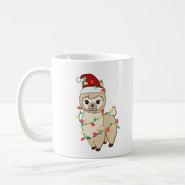 Caneca De Café Engraçado Bom Natal Llama (Esquerda)