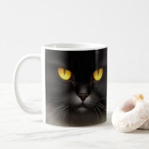 Caneca De Café Engraçado Bravo Gato Persa Preto Fluffy