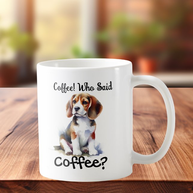 Caneca De Café Engraçado BROWN 'Café' Beagle Personalizar (Criador carregado)