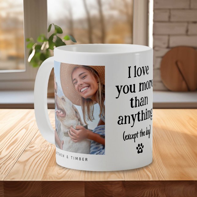 Caneca De Café Engraçado Cachorro "Eu Amo Você" Ao Longo De 2 Fot (Criador carregado)