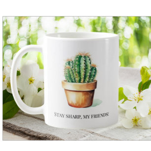 Caneca De Café Engraçado Cactus Fique Com Pote De Plantas De Jard
