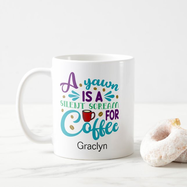 Caneca De Café Engraçado Café Yawn (Com Donut)