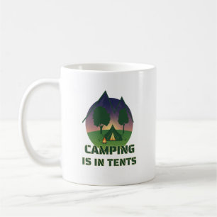 Caneca De Café Engraçado "Camping In Tents", Arranjo De Aventura 