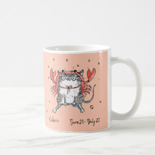 Caneca De Café Engraçado Cancer Zodiac Cat, vestido de caranguejo