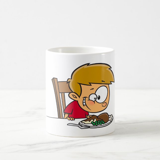 Caneca De Café Engraçado Cartoon Boy animado para Janta (Criador carregado)