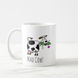 Caneca De Café Engraçado Cartoon Mad Cow Mug - personalize-o! Caf