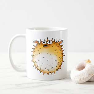 Caneca De Café Engraçado Cartoon Puffer Fish Design
