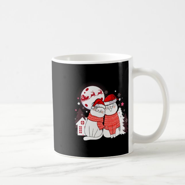 Caneca De Café Engraçado Casal de gato Papai Noel de Natal Pet Ow (Direita)