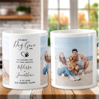 Caneca De Café Engraçado Casamento de Cachorro Personalizado 2 Pe