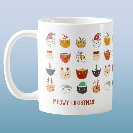 Caneca De Café Engraçado Cat Meowy Natal