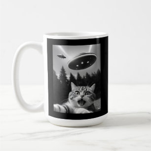 Caneca De Café Engraçado Cat Selfie com Alienígena de OVNI