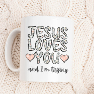 Caneca De Café Engraçado Coffee Mug, Jesus ama você e eu estou te