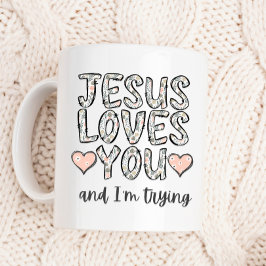 Caneca De Café Engraçado Coffee Mug, Jesus ama você e eu estou te