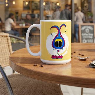 Caneca De Café Engraçado, Colorido, Excêntrico, Personagem de Des