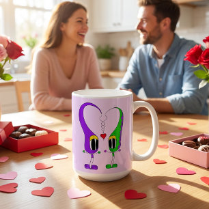 Caneca De Café Engraçado, Colorido, Fofo, Coração de Valentim de