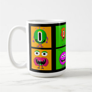 Caneca De Café Engraçado, Colorido, Monstros de Cartoon, Hallowee