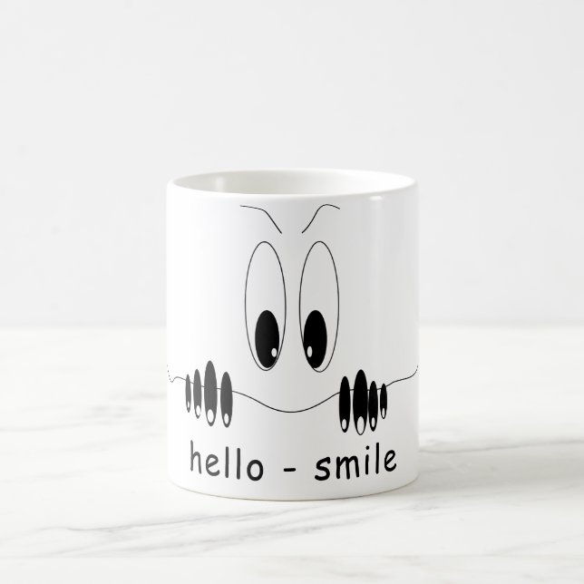 Caneca De Café Engraçado com olhos curiosos - Sorria (Centro)