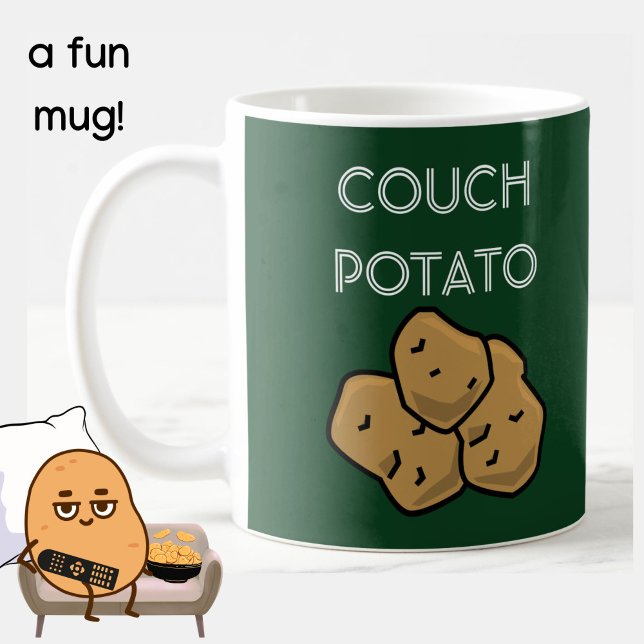Caneca De Café Engraçado "Couch Potato" Binge Observando Café Mug (A fun mug for the lovable couch potato in your life. Green. Choice of colors available. )