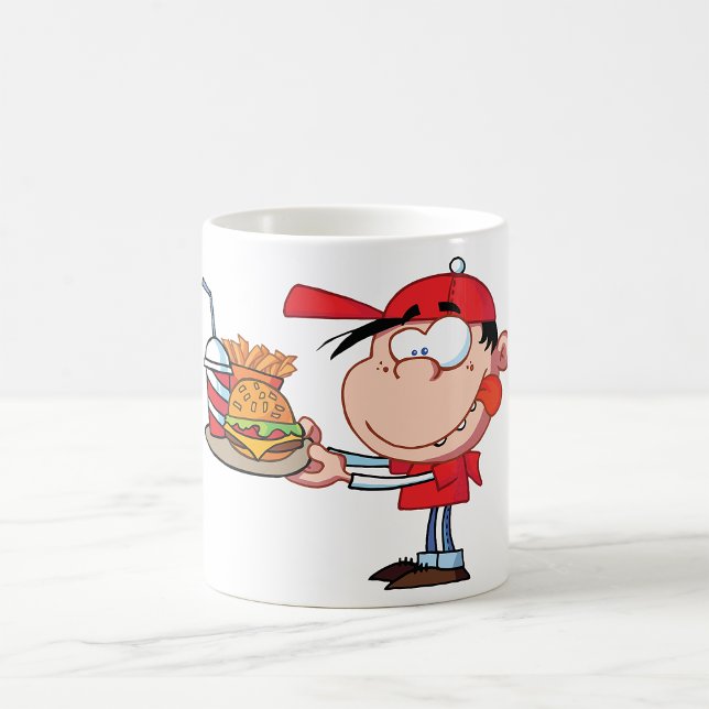Caneca De Café Engraçado Criança Rápida Burger, Fries e Bebidas (Criador carregado)