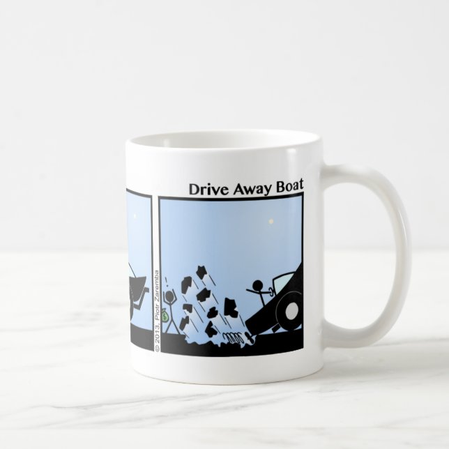 Caneca De Café Engraçado Dirija Barco Stickman Mug - 109 (Direita)