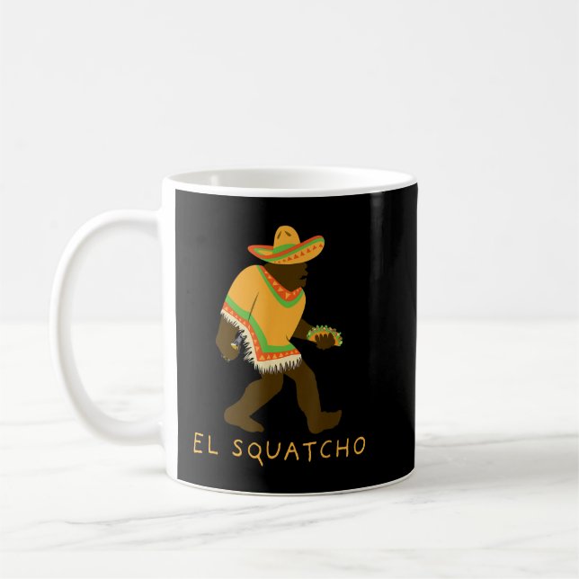 Caneca De Café Engraçado El Squatcho Bigfoot Com Taco, Cerveja, P (Esquerda)