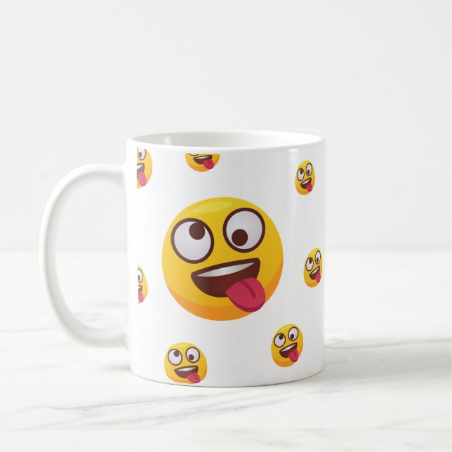 Caneca De Café "Engraçado, Engraçado, Emoji Design" (Esquerda)