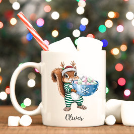 Caneca De Café Engraçado Esquilo de Natal