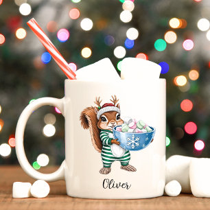 Caneca De Café Engraçado Esquilo de Natal
