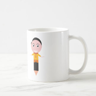 Caneca De Café Engraçado Estudo Amigo - Design de Caráter Lápis