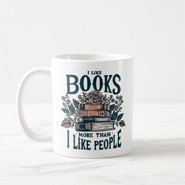 Caneca De Café Engraçado Eu Gosto De Livros (Esquerda)