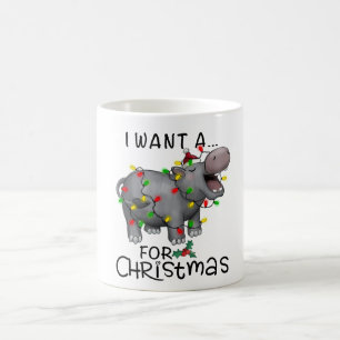 Caneca De Café Engraçado Eu Quero Um Hippo Para O Natal