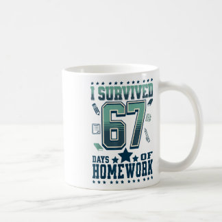 Caneca De Café Engraçado Eu Sobrevivi 67 Dias Escola Dura Tarefa 